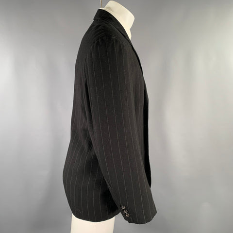 COMME des GARCONS HOMME PLUS Size S Black White Chalkstripe Sport Coat