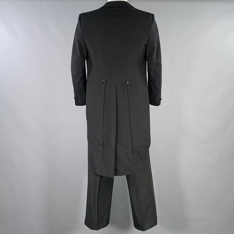 VINTAGE Size 39 Long Black Wool Coattails Tuxedo