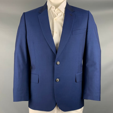 PAUL SMITH Size 44 Blue Wool Mohair Notch Lapel Sport Coat