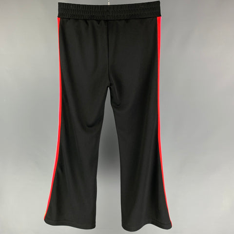 PALM ANGELS Size M Black Multi-Color Stripe Polyester Flared Casual Pants