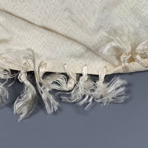 Écharpe à franges jacquard à chevrons crème VINTAGE