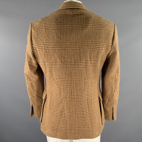 RALPH LAUREN Size 44 Camel Brown Glen Check Wool Notch Lapel Sport Coat
