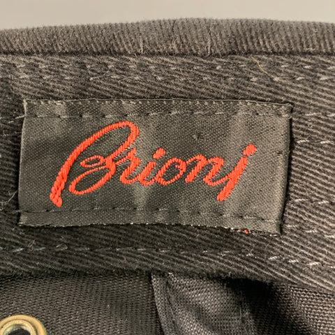 BRIONI One Size Black Red Logo Twill Cotton Baseball Cap Hat