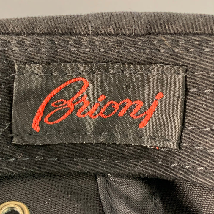 BRIONI One Size Black Red Logo Twill Cotton Baseball Cap Hat