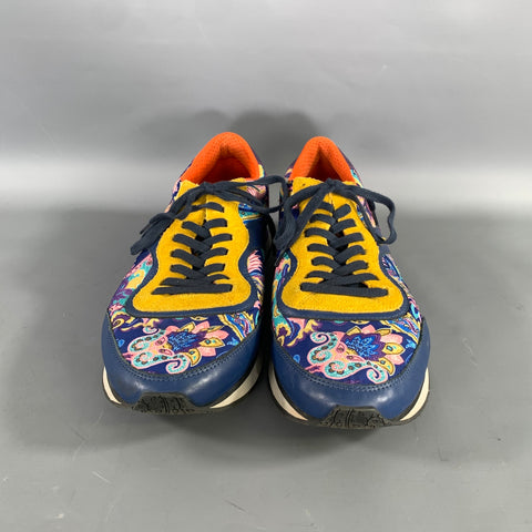 ETRO Size 10 Navy Multi Color Floral Canvas Runner Sneakers