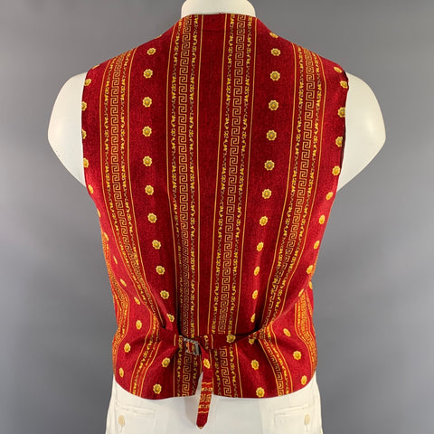 VERSACE CLASSIC Chest Size 42 Red Yellow Geometric Cotton Viscose Vest