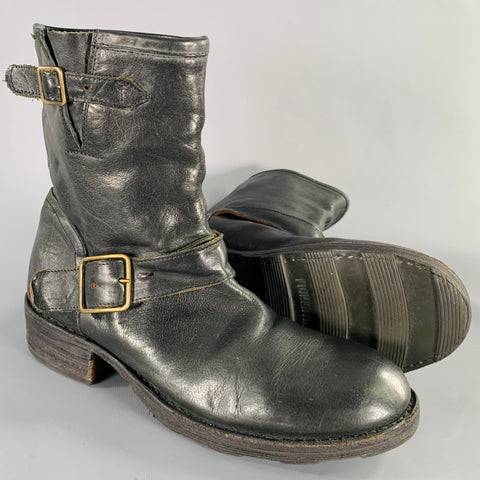 FIORENTINI + BAKER Size 8 Black Distressed Leather Motorcycle Boots