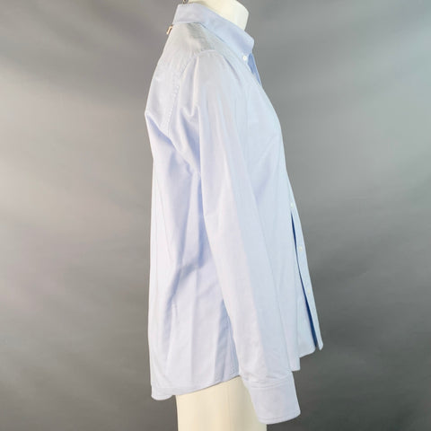 VISVIM Size M Blue Cream Contrast Trim Cotton One Pocket Long Sleeve Shirt