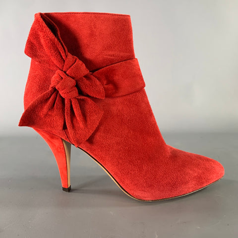 VALENTINO Size 9.5 Red Suede Suede Boots