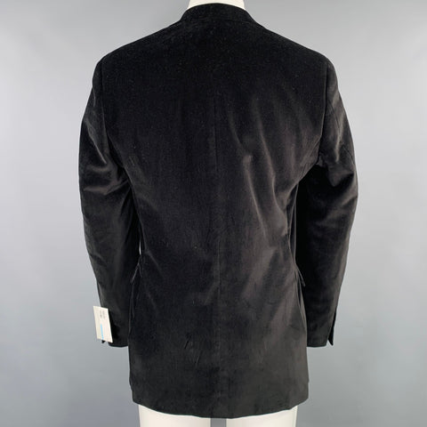 ALFANI Size 40 Black Velvet Cotton Single Breasted Sport Coat