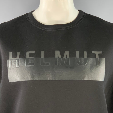 HELMUT LANG Size XL Black Logo Modal Crew Neck Short Sleeve Sweatshirt