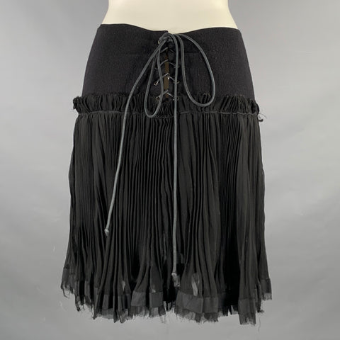 SACAI Size S Black Silk Cashmere Pleated Corset Skirt