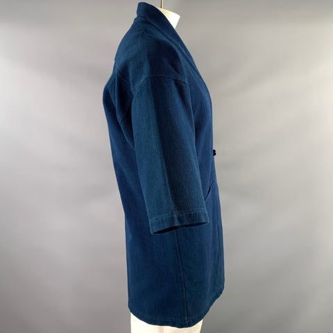 BLUE BLUE JAPAN SS2020 Size L Blue Indigo Cotton Kimono Coat