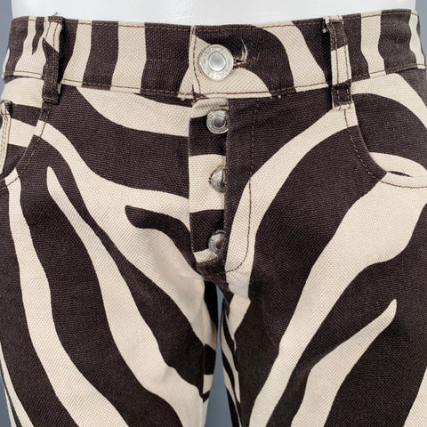 ALESSANDRO DELL'ACQUA Size 14 Brown Beige Zebra Flare Jeans