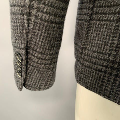 BARENA Size 36 Grey Charcoal Houndstooth Virgin Wool Blend Jacket