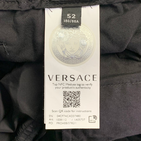 VERSACE Size 36 Black Blue Gold Vertical Stripe Nylon Sweatpants Casual Pants