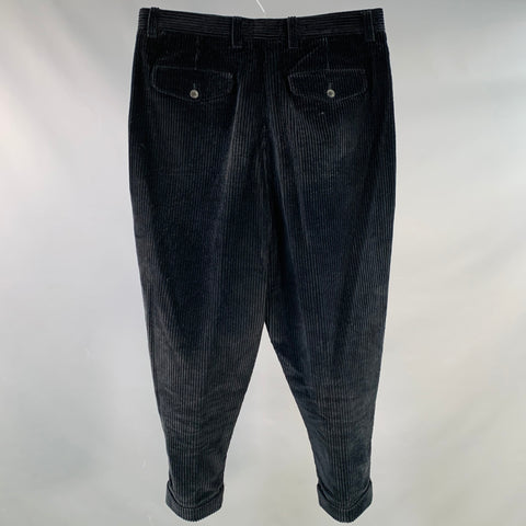 AMI by ALEXANDRE MATTIUSSI Size L Black Corduroy Cotton Button Fly Casual Pants