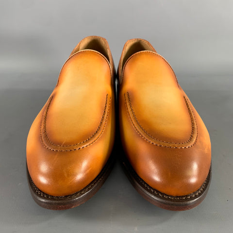 KLEIN EPSTEIN & PARKER Size 9 Brown Tan Distressed Patent Leather Loafers