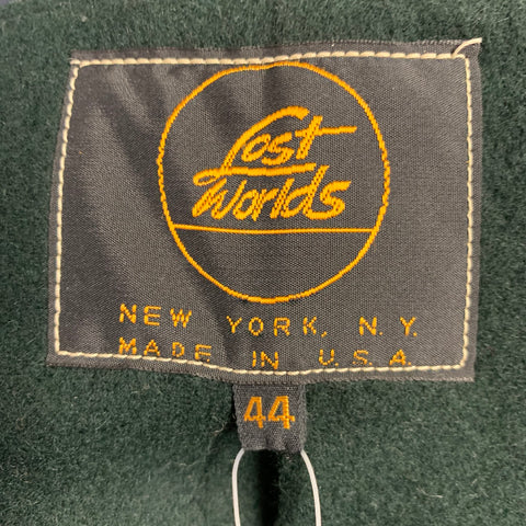 LOST WORLDS Size 44 Navy Leather Double Breasted Peacoat