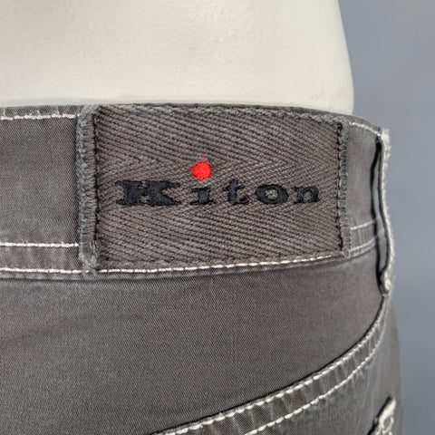 KITON Size 36 Green Contrast Stitch Cotton Blend Jean Cut Casual Pants