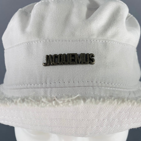 JACQUEMUS Chapeau en Coton Blanc Argenté à Bords Francs