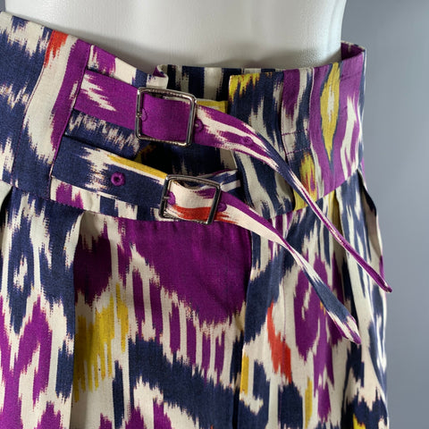 RALPH LAUREN Size 6 Purple Navy Mulberry Silk Ikat Bermuda Shorts
