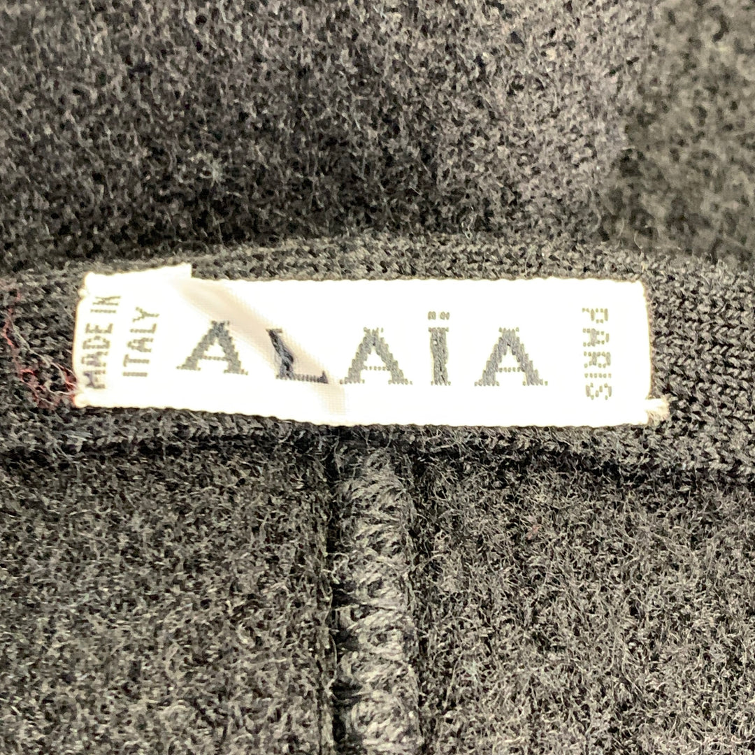 ALAIA Size L Black Wool A-Line Below Knee Skirt