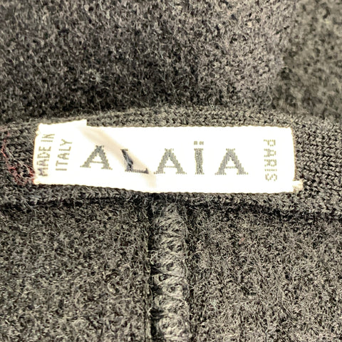 ALAIA Size L Black Wool A-Line Below Knee Skirt