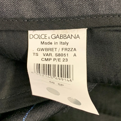 DOLCE & GABBANA Size 32 Black Blue Pinstripe Pleated Dress Pants