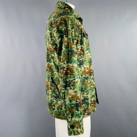 SID MASHBURN Size L Green Brown Camo Coated Cotton Worker Jacket