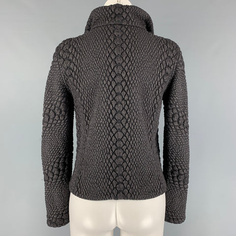 GIORGIO ARMANI Talla 4 Chaqueta texturizada en mezcla de lana gris carbón