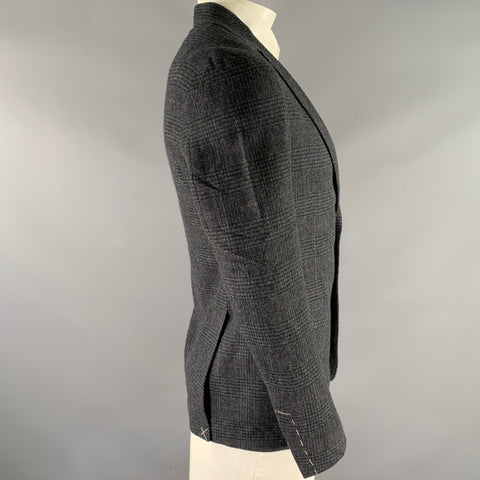 RALPH LAUREN Size 42 Grey Black Glen Check Wool Notch Lapel Sport Coat