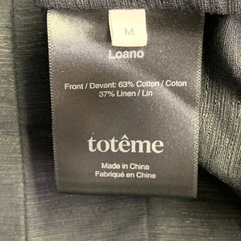 TOTEME Size M Black Cotton Linen Short Sleeve Pleated Blouse