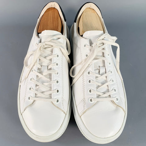 BARNEY'S NEW YORK Size 9.5 White Leather Low Top Rubber Sole Sneakers