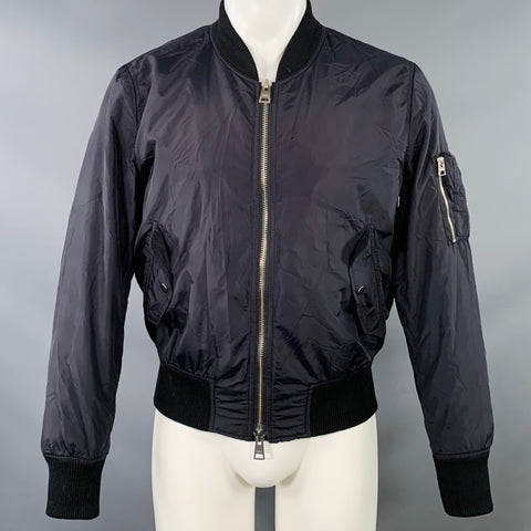 AMI by ALEXANDRE MATTIUSSI Size S Navy Polyamide Bomber Jacket