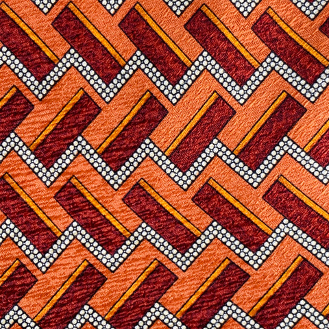 VALENTINO Orange White Geometric Silk Tie