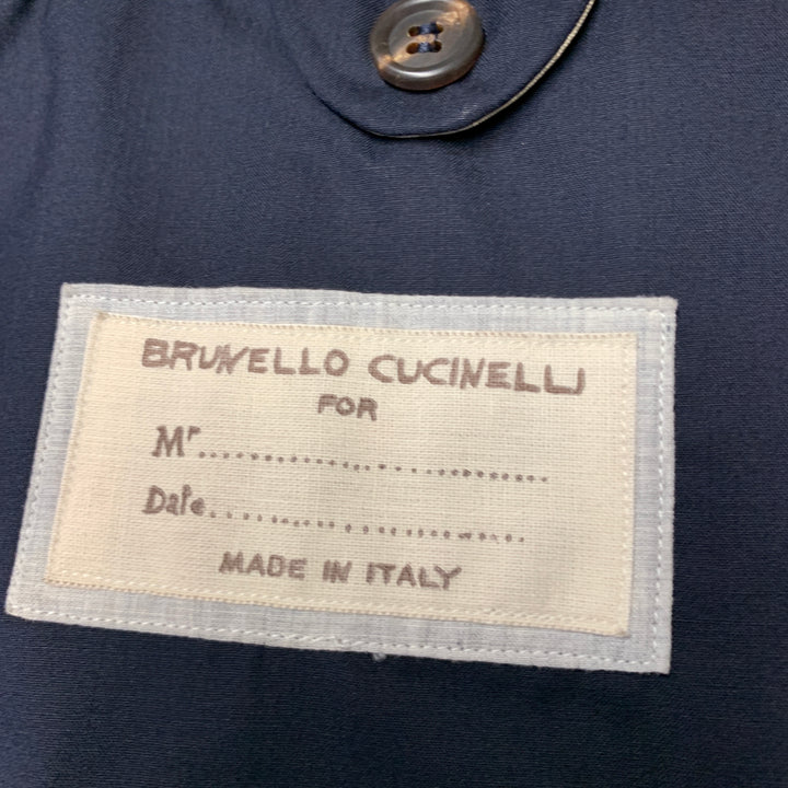 BRUNELLO CUCINELLI Taille 38 Manteau de sport à revers cranté en laine vierge et soie marine
