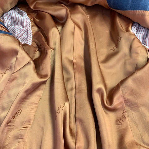 ISAIA Size 40 Blue Orange Plaid Wool Single Breasted Sport Coat