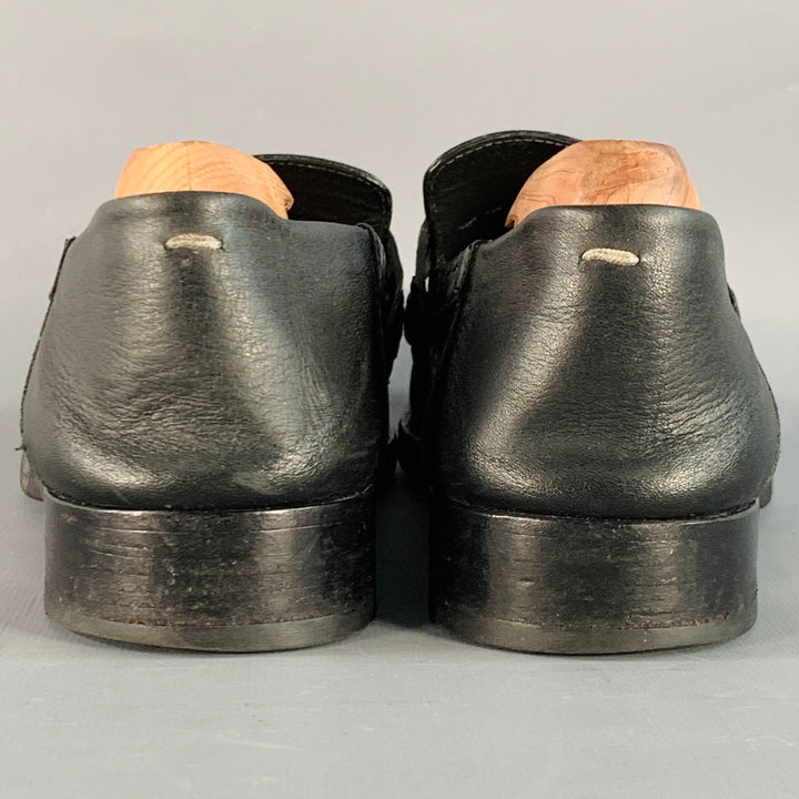 MAISON MARGIELA Size 10 Black Croc Embossed Leather Loafer Flats