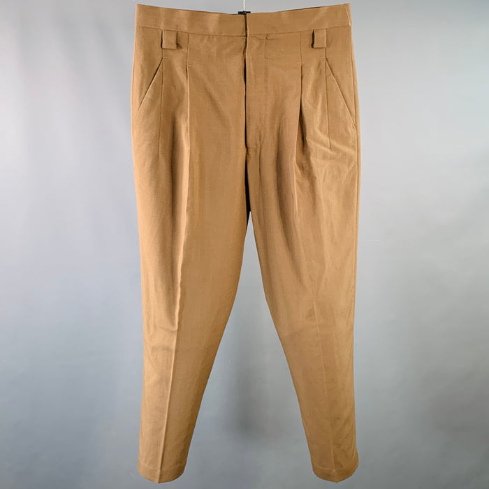 HAIDER ACKERMANN Taille 32 Pantalon décontracté court en laine mélangée marron