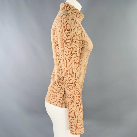 STAND STUDIO Size XS Tan Brown Polyester Blend Snakeskin Print Casual Top