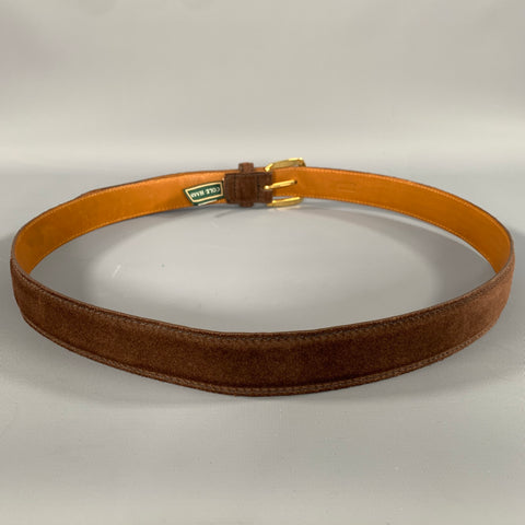 COLE HAAN Size 38 Brown Textured Suede Belt