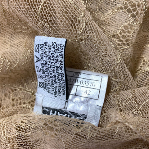 CHANEL Size 6 Beige Tan Rayon Blend Lace See Through Casual Top