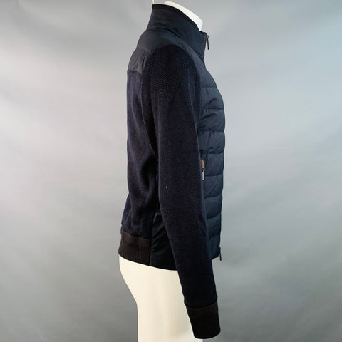 ERMENEGILDO ZEGNA Size 38 Navy Brown Quilted Wool Cotton Jacket