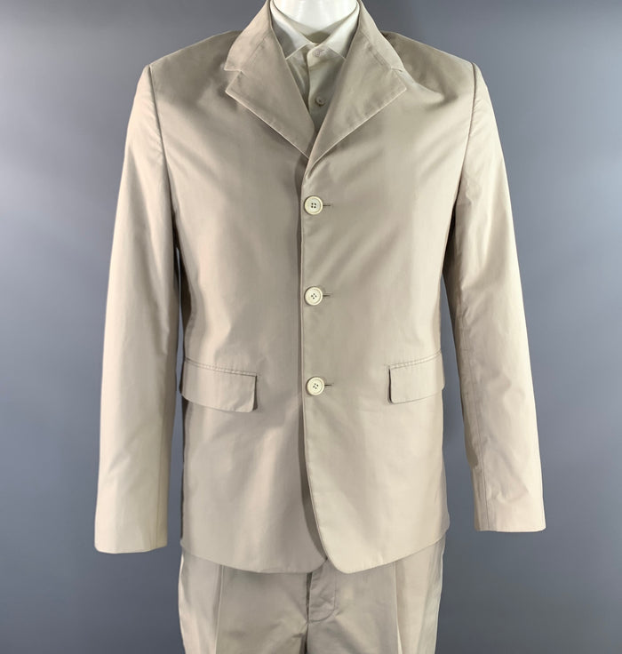 PRADA Chest Size 42 Khaki Cotton  Polyester Notch Lapel 36 29 Suit