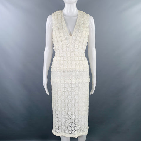 BURBERRY PRORSUM Size 6 White Cream Cotton A-Line Dress