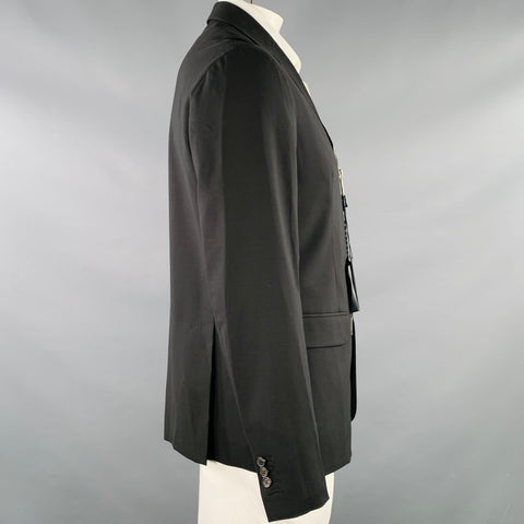 DSQUARED2 Size 44 Black Wool Blend Zip Up Sport Coat