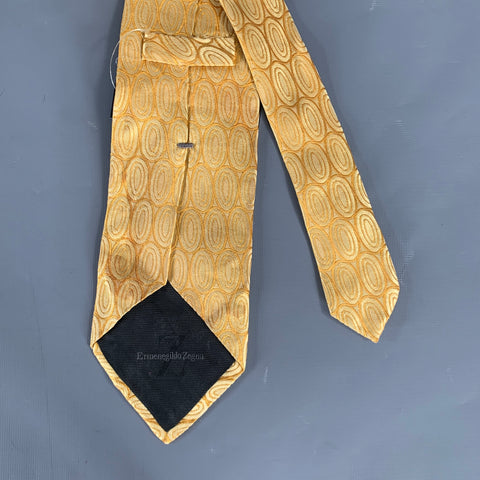 ZEGNA Yellow Gold Geometric Silk Tie