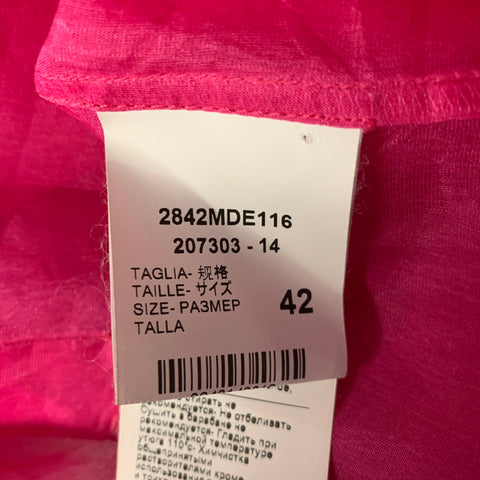 MSGM Size M Pink Silk Sheer Button Up Shirt