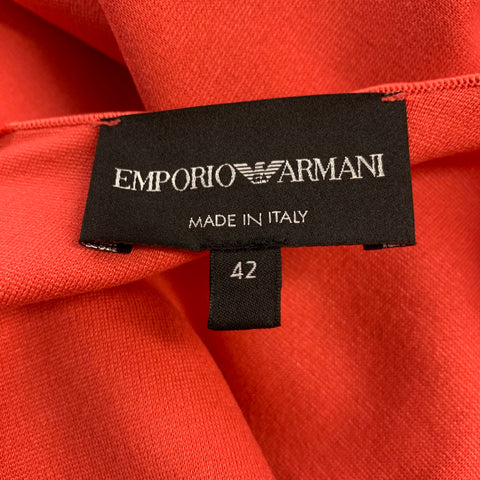 EMPORIO ARMANI Size 6 Orange Viscose Blend Faux Wrap Dress